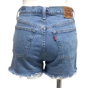 Levi’s Cutoff Shorts Blue 501 Button Fly Raw Hem Shorts Size W 28